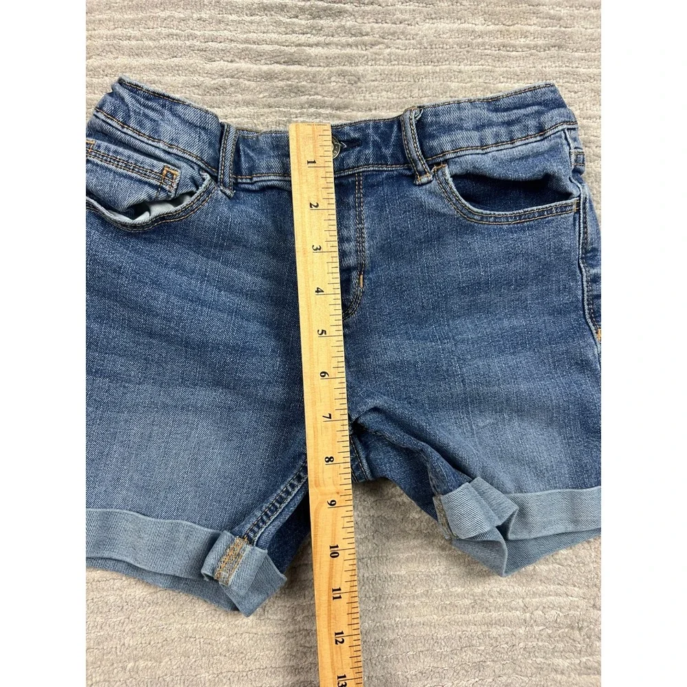 Gap Denim Shorts Girl Size 14 Blue Stretch Midi Short Cuffed Medium Wash Classic